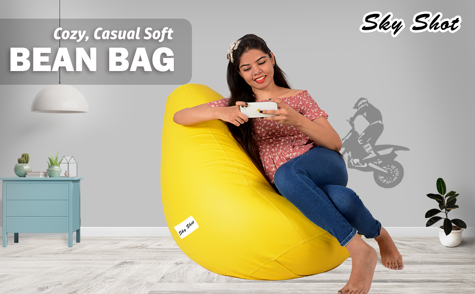 Skyshot Classic Bean Bag Filled with Beans/Fillers (XXXL, Yellow