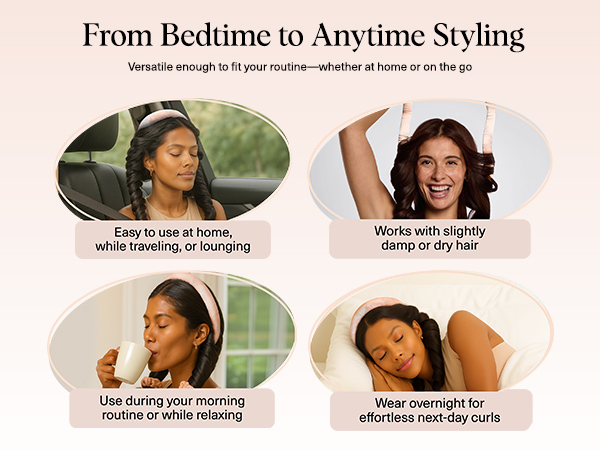 Kitsch Satin Heatless Curling Set eatless Hair Curler for Wome In Satin Scrunchies Sunset