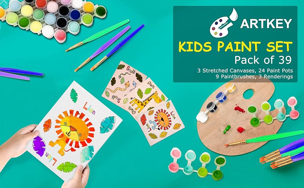 Artkey Pre Drawn Canvas for Painting for Kids, 5 x 7