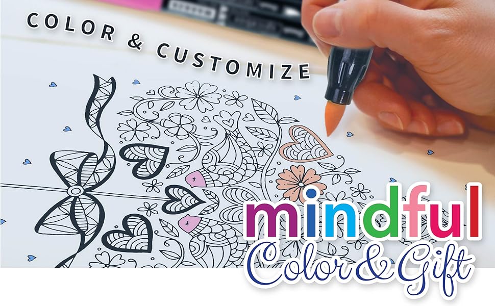 SpiceBox Mindful Adult Coloring DIY Greeting Cards Set, Card Making