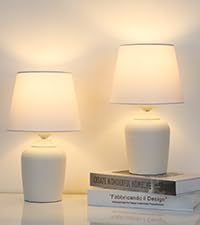 フロアスタンド Arles White Desk Lamp (Set of 2) Ceramic Table Lamps Set of 2, White Modern Bedside 25