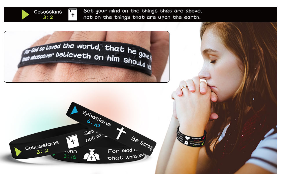 Pack 32 Christian Silicone Bracelet Bible Verse Wristband
