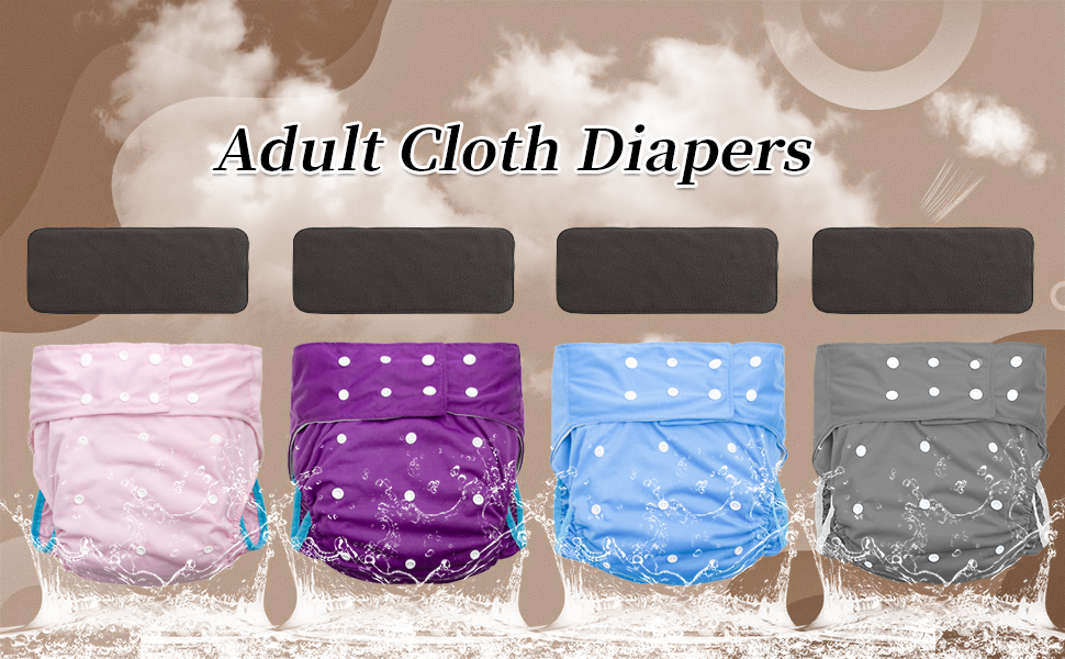 Care Yare 4 Pack Adult Cloth Diapers with Diaper Inserts