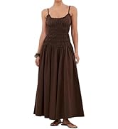 GRMLRPT Women Spaghetti Strap Maxi Dress Sleeveless Scoop Neck Smocked Ruffle Tiered Elastic Long...