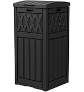 DWVO 31 Gallon Outdoor Trash Can, Resin Garbage Can with Tiered Lid and Drip Tray, Waterproof Tra...