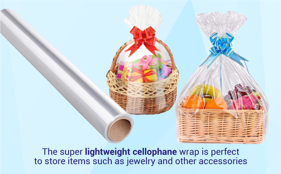 MOAASH Cellophane Wrap for Hampers (30mx40cmx0.03mm) Cellophane Roll