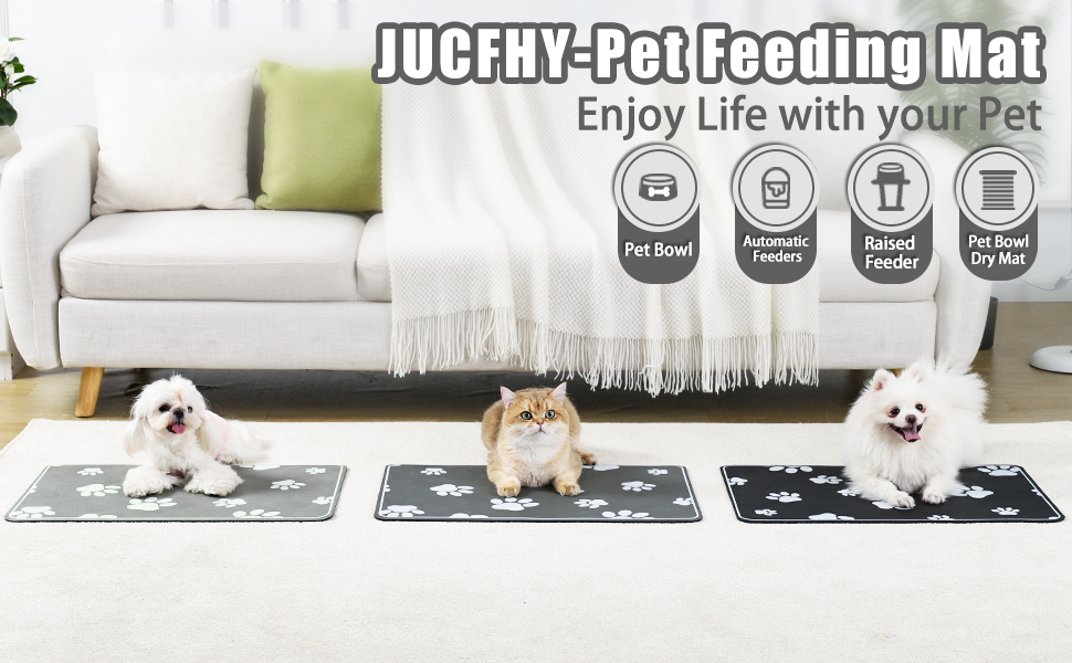JUCFHY Pet Feeding Mat Absorbent Dog Food Mat No Stains Waterproof Dog Mat for Food