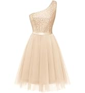 BeryLove Womens Sequin Homecoming Formal One-Shoulder Cocktail Dress for Teens