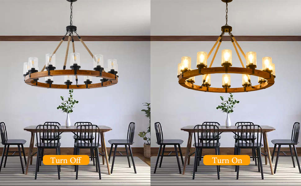 12-Light Wagon Wheel Chandelier