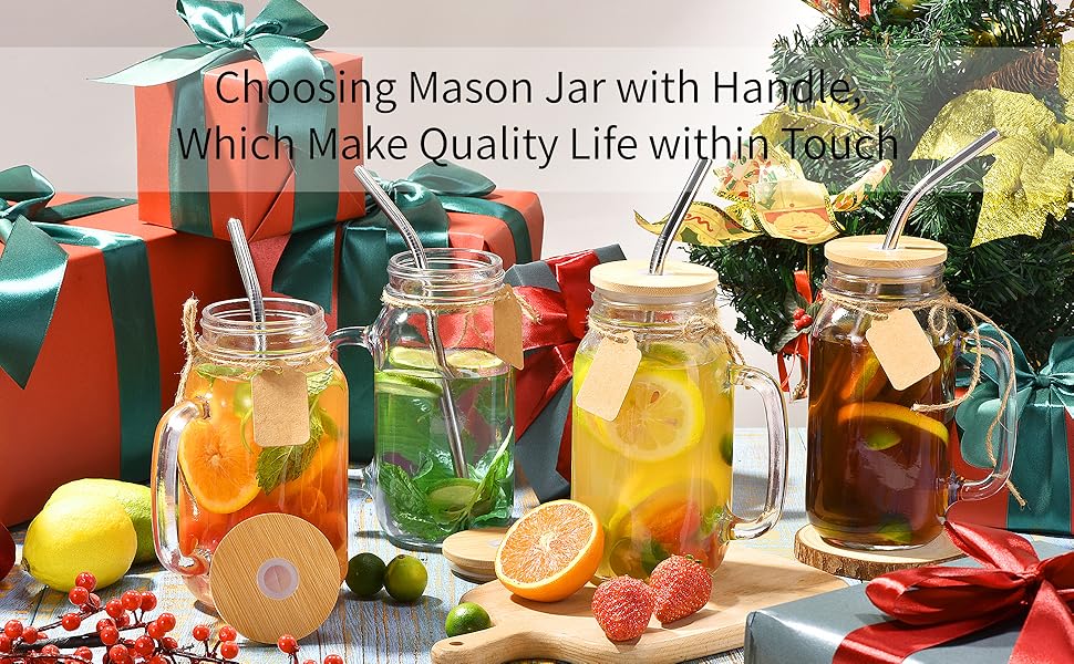 TANGLONG Mason Jar with Lid and Straw,24 oz Mason Jar Cups