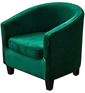 MIFXIN 2 Pieces Velvet Tub Chair Covers with Cushion Cover Stretch Soft Removable Tub Chair Slipc...