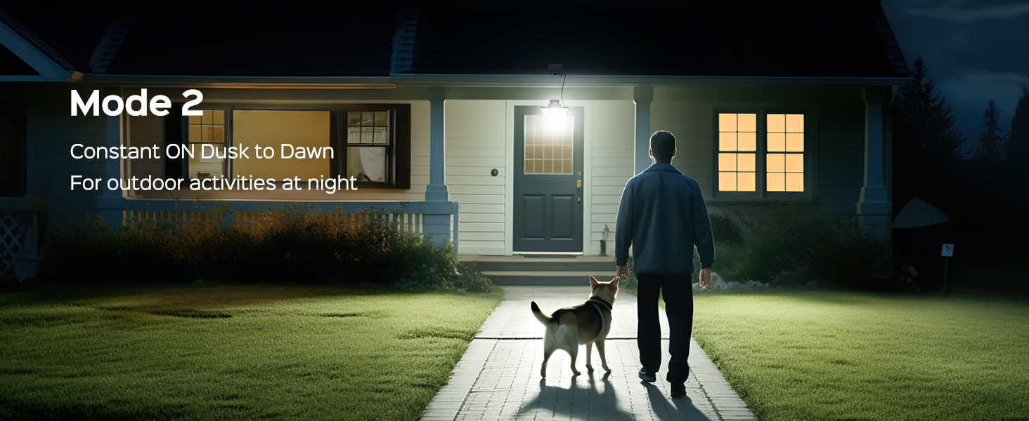 mode 2, constant ON dusk to dawn for outdoor activities at night