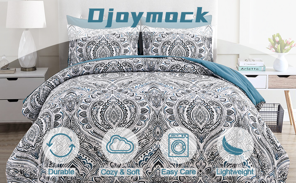 Djoymock Paisley Bed in a Bag Comforter Set King Size 7 Piece Soft Microfiber