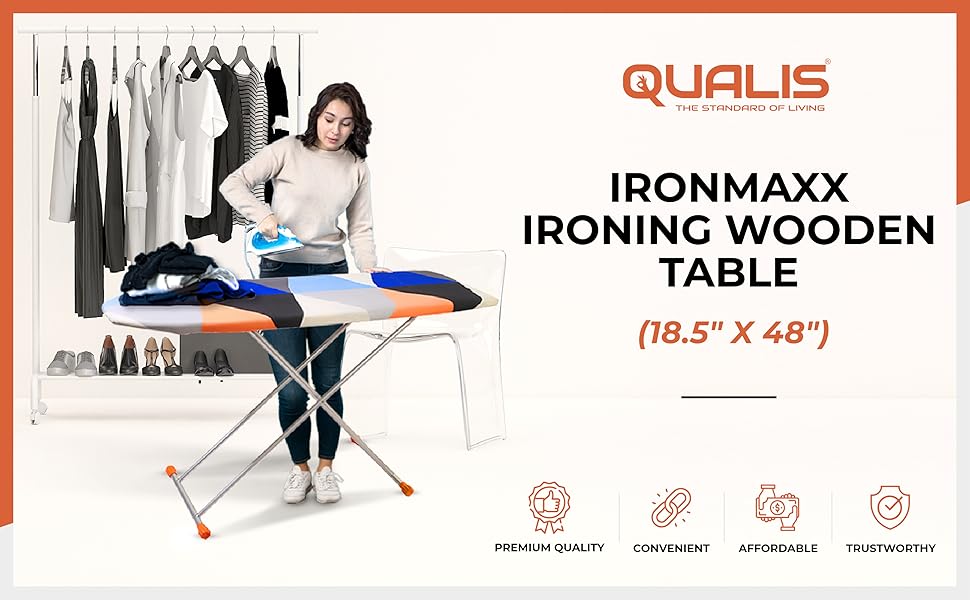 qualis ironing board foldable wooden steel iron tablestand for clothes pressing steel prashant bathl