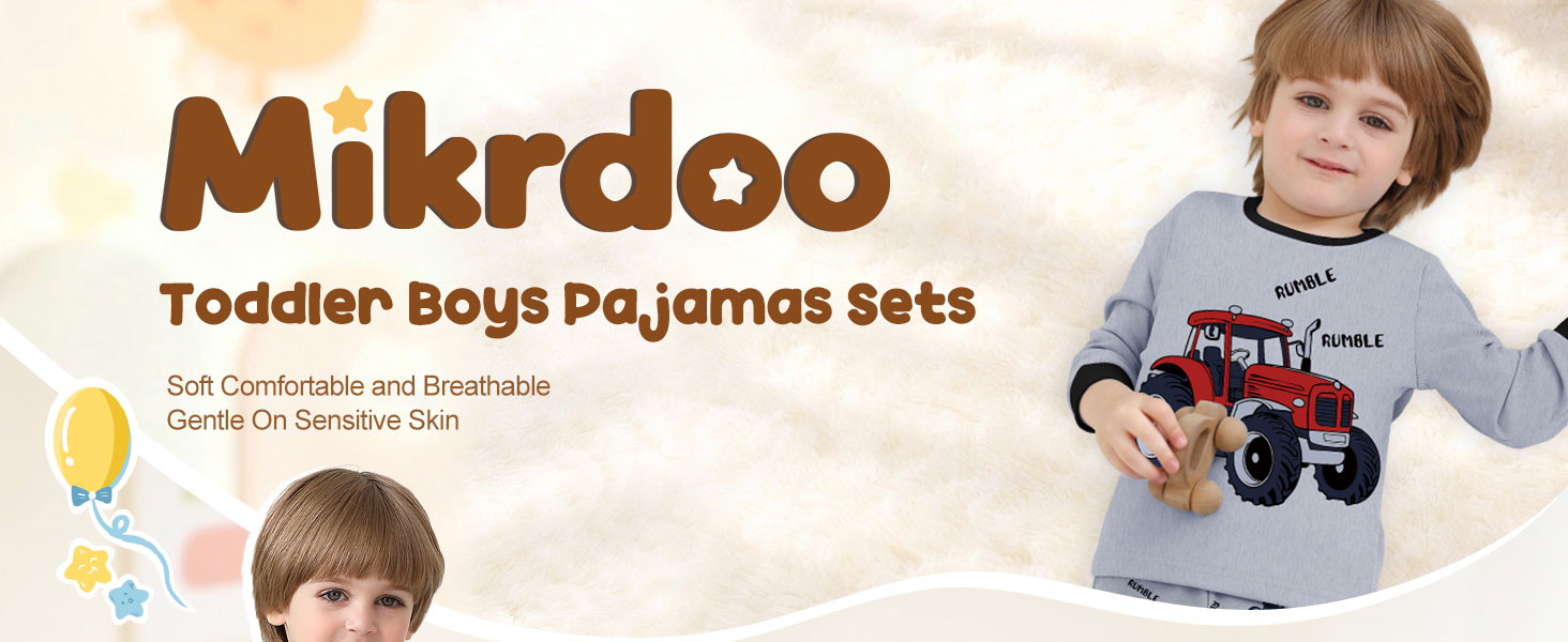 Mikrdoo Toddler Boys Pajamas Set Long Sleeve