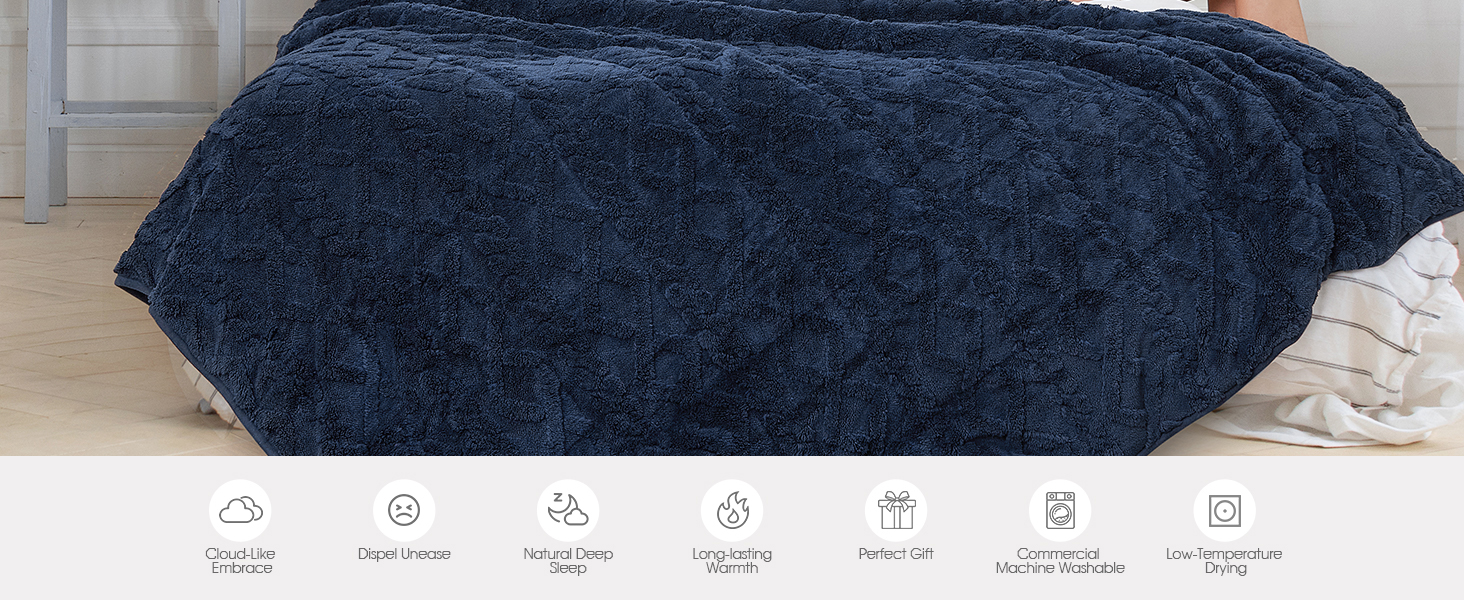 Weighted Blanket 15lbs Sherpa Weighted Blanket with Classic Jacquard Pattern, Heavy