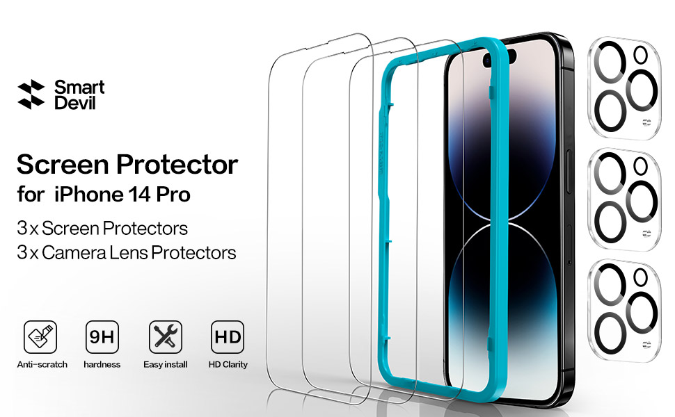 [3+3 Pack] SmartDevil Screen Protector for iPhone 14 Pro 6.1inch