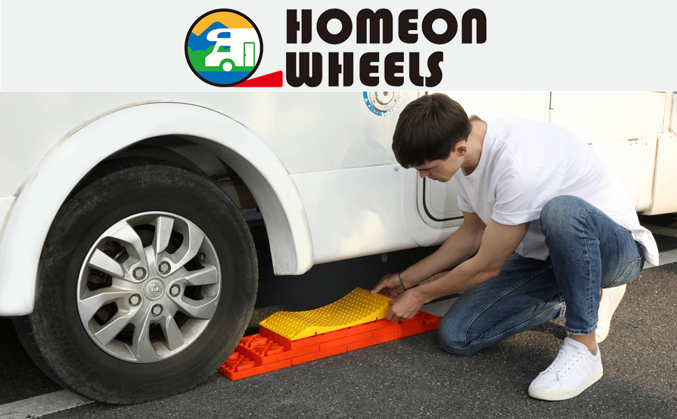 Homeon Wheels Camper Leveling Blocks, One Top Tire Saver Ramps and 9 Pack Interlocking Leveling