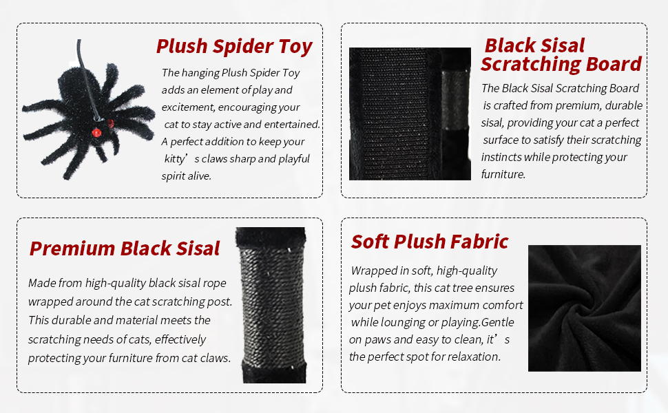 PuzzlePaw Gothic Cat Tree with Black Cat Scratching Post