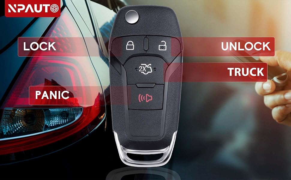 Flip Key Fob Replacement Fits for Ford Fusion 2013 2014 2015 2016 2017, Keyless