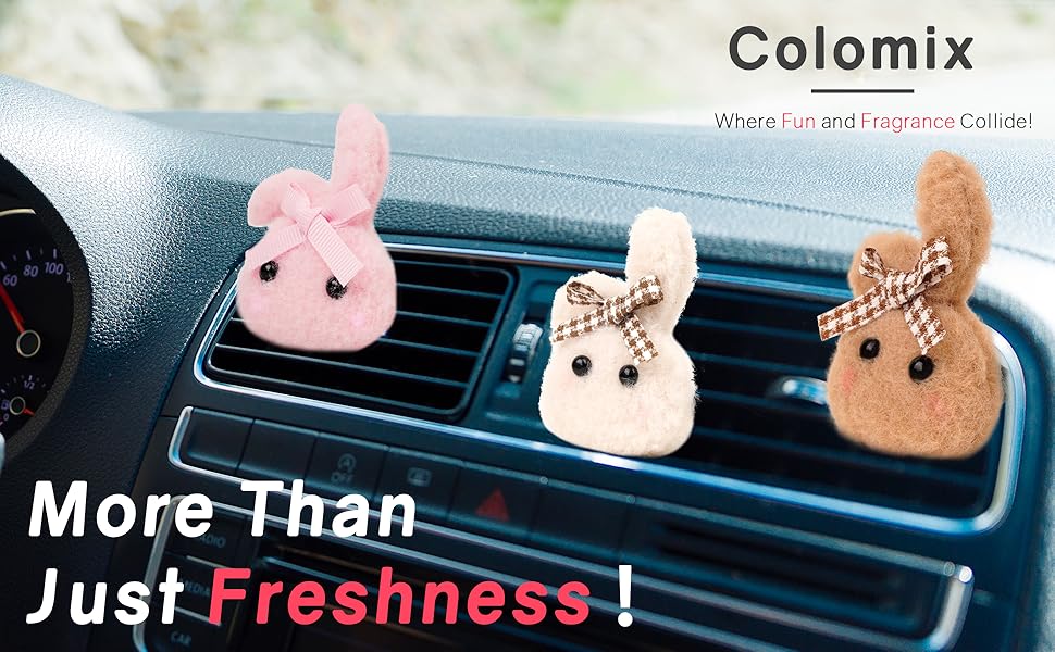 Air Vent Clips Car Accessories, Colomix Handmade Cute Car Air Fresheners, Rabbit Car