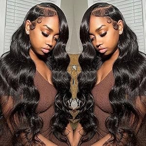 Black body wave lace front wig human hair