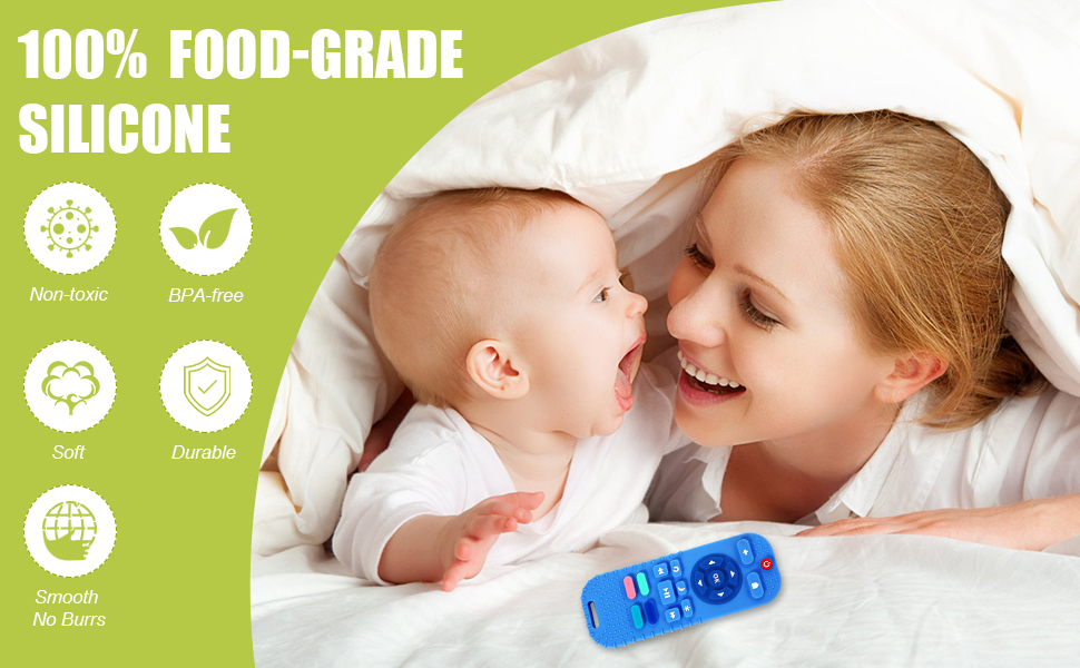 TV Remote Shape Toddlers Chew Toys, Freezer BPA Free Silicone Teething Toys