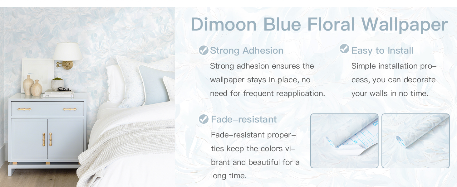 Dimoon Blue-Line Floral Wallpaper