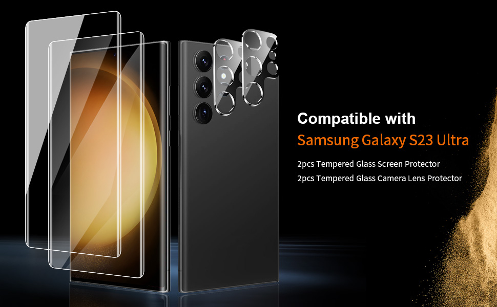 AsBellt Screen Protector for Galaxy S23 Ultra 2pcs + 2pcs Camera Lens