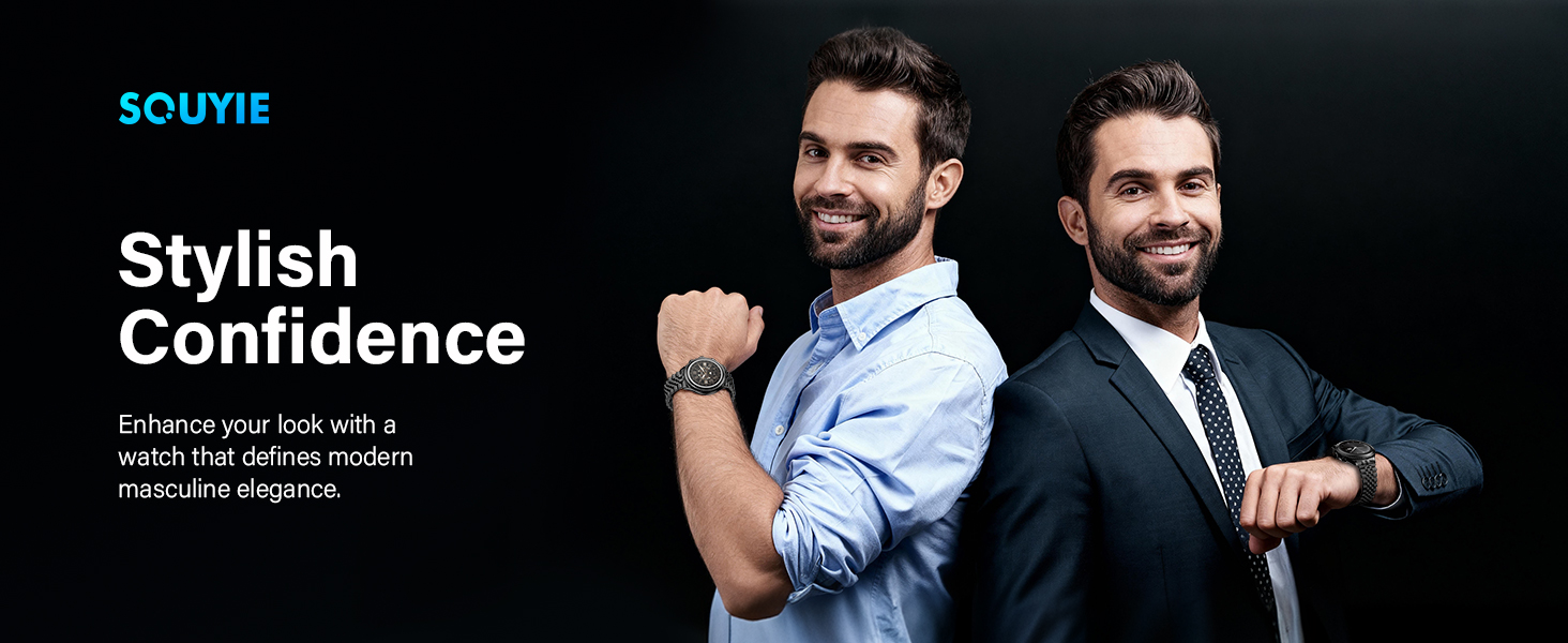 Stylish smart watch enhances your confidence with modern elegance and masculine appeal.