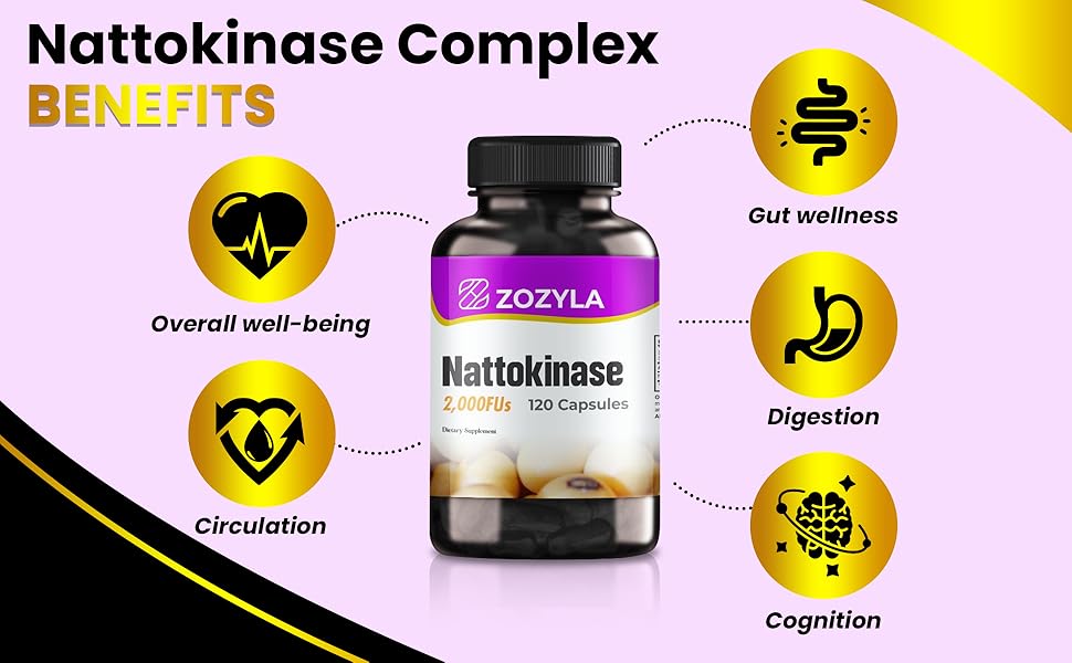 Nattokinase 120 Capsules 2,000FUs, Circulation, Digestion, Gut wellness