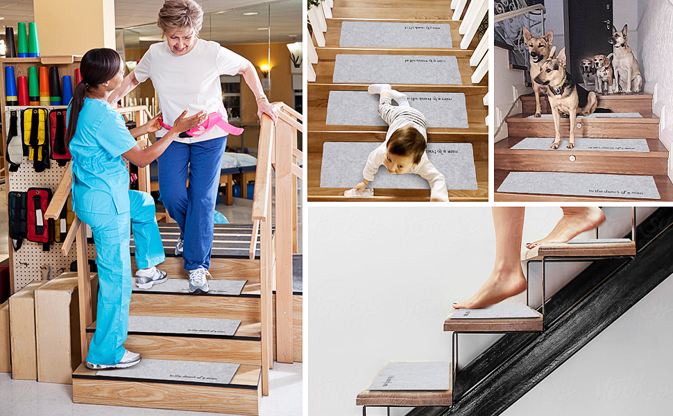 Youyijia 14PCS Stair Tread Pads Antislip Carpet Stair Treads Mats Self