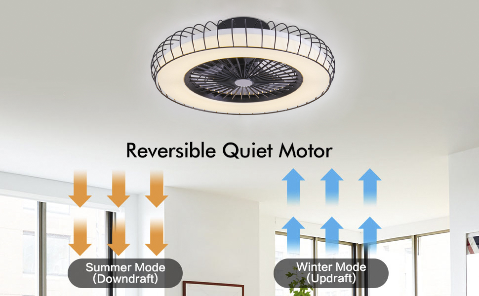 viniv 21'' Bladeless Ceiling Fan with Lights Remote Control, Modern Low