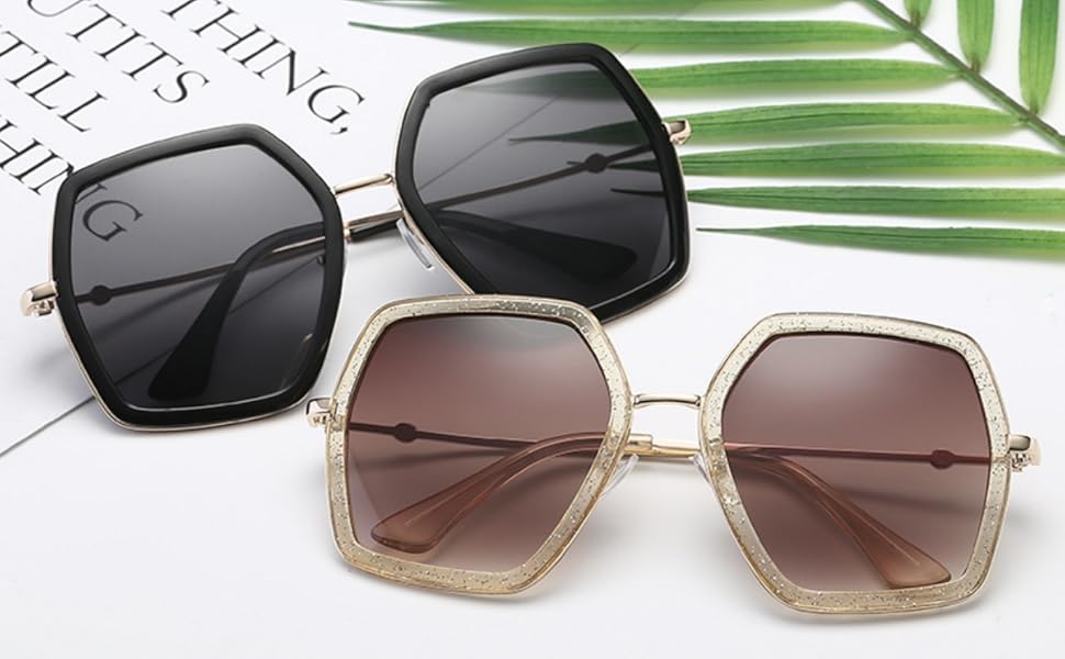 IKANOO Oversized Sunglasses for Women Men Fashion 70s Disco