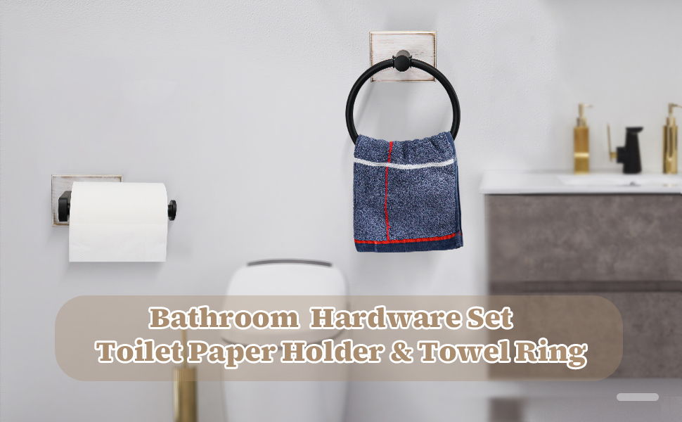 Farmhouse Toilet Paper Holder & Towel Ring, Wall Mount