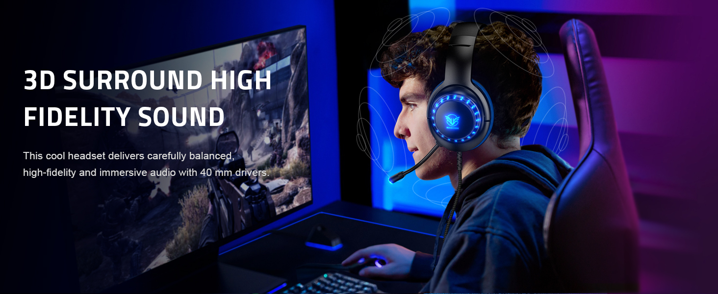 3D High Fidelity Sound of gaming headset