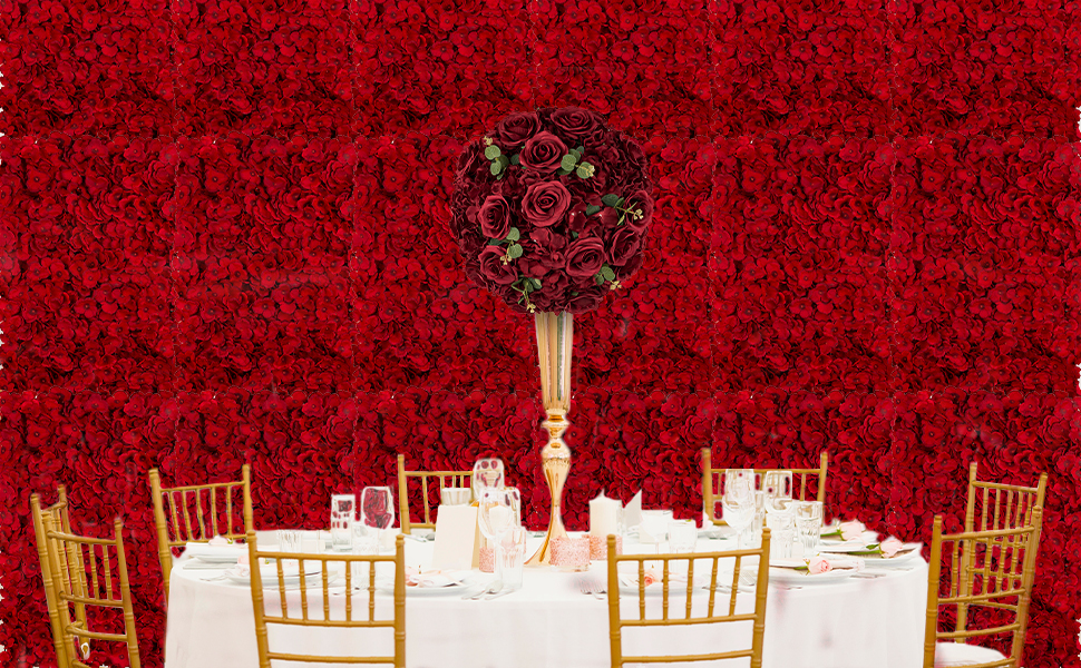 BLOSMON Artificial Flower Wall Hydrangea Decoration 12 Pcs Red Fake