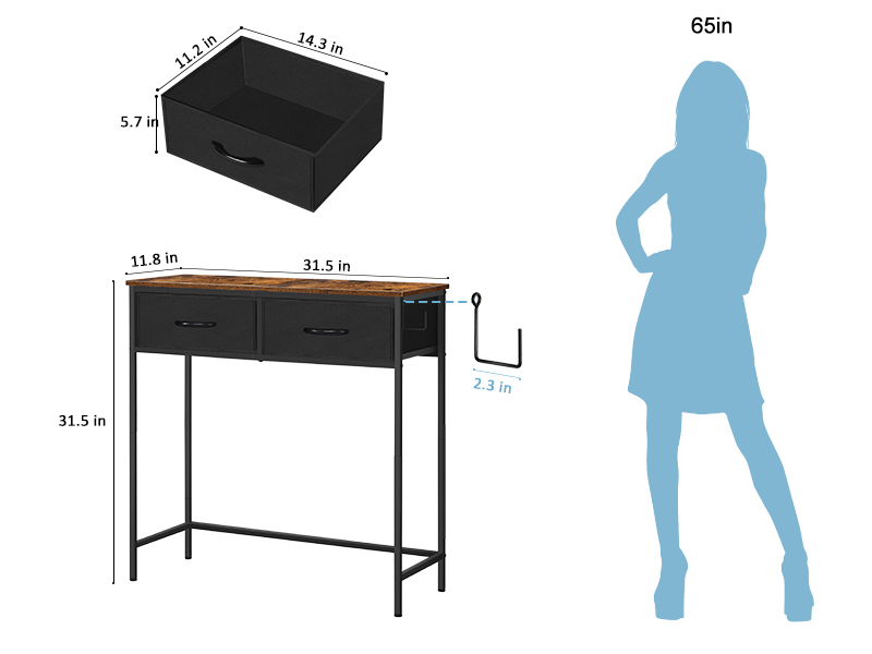 Small Entryway Table with 2 Drawers, Console Table with Storage, 31.5