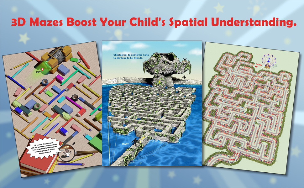 mazes for kids, colorful, Benedikt Beron, activity book, double page
