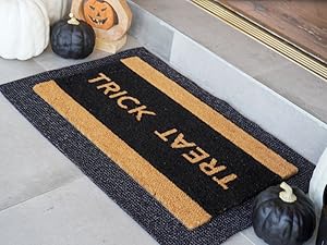Halloween trick or treat coir natural coconut fiber doormats for indoor or sheltered outdoor use