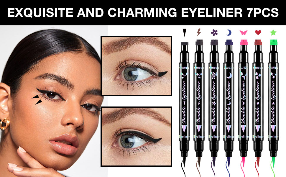 7Pcs Winged Wing Colored Eyeliner Stamps