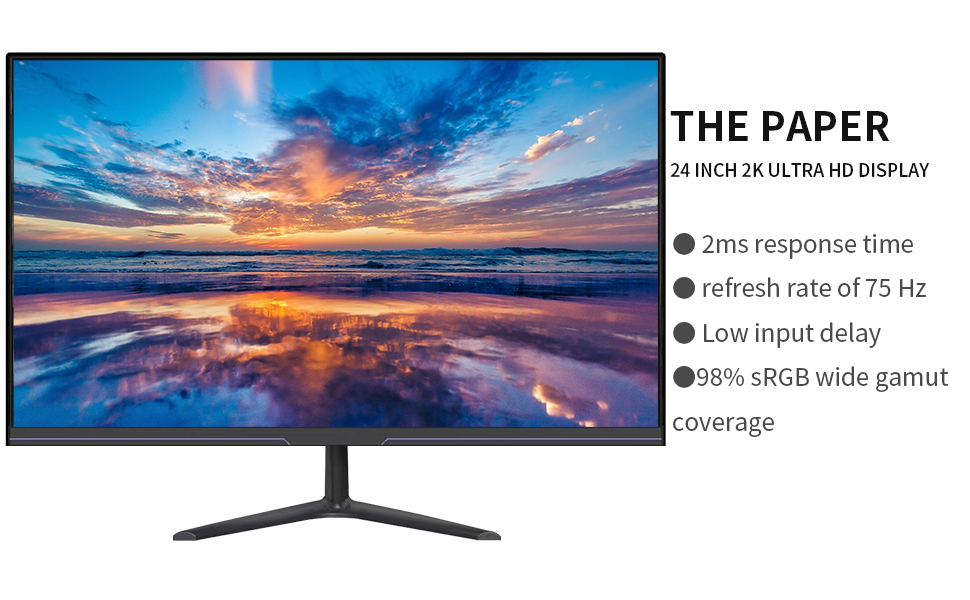 luckyfive 24 Inch QHD Computer Monitor,1440P Ultrawide LED