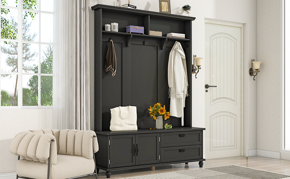 Merax Hall Tree, Modern Style Hall Tree with 2 Large