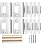 Nkiy Quen 4 Pack Door Latch Strike Plate-Stainless Steel Door Lock Strike Plate Repair Kits-Stand...