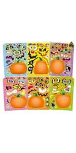 42 PCS Pumpkin Halloween Make A Face Stickers, 42 Pcs