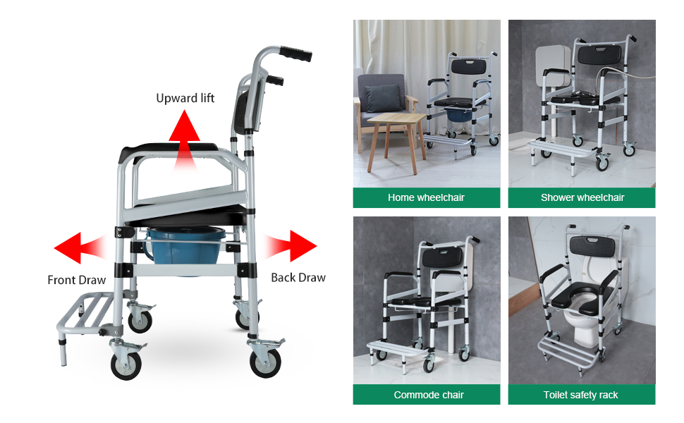 Shower Chair with Wheels, Rolling Shower Chair ,Adjustable