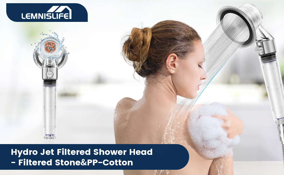 Lemnislife High Pressure Shower Heads, Double Filtered Shower Head with