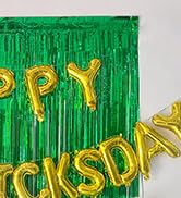 Melsan Tinsel Foil Fringe Curtains, Green Foil Curtain for St Patricks Day Decorations, Green Tin...