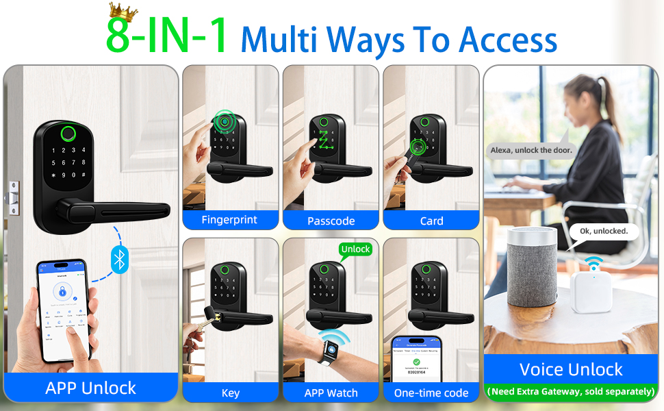 keyless entry door lock with handle