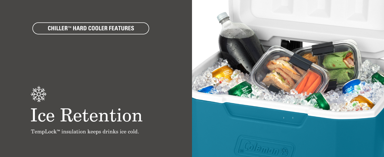 ice retention coleman chiller cooler templock insulate cold long lasting snacks drinks food travel